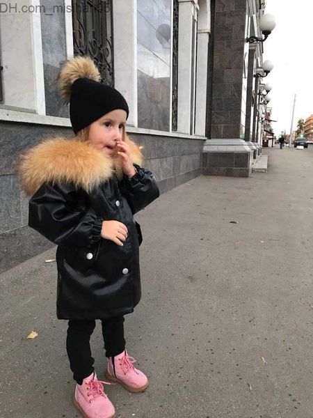 

jackets winter warm fashion 2 3 years 100cm plus velvet thickening hooded long faux leather fur outwear coat for kids baby girls 210529 z230, Blue;gray