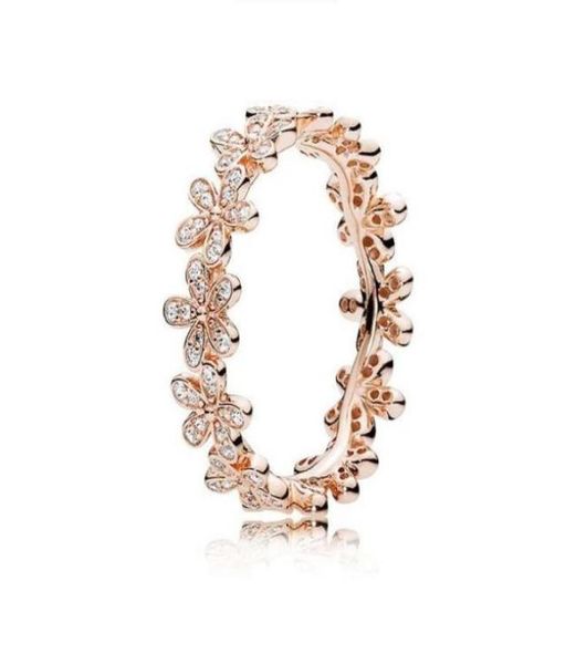 

925 sterling silver ring hand hearts love daisy dom flower ring for women gift fashion jewelry with box4021224, Golden;silver