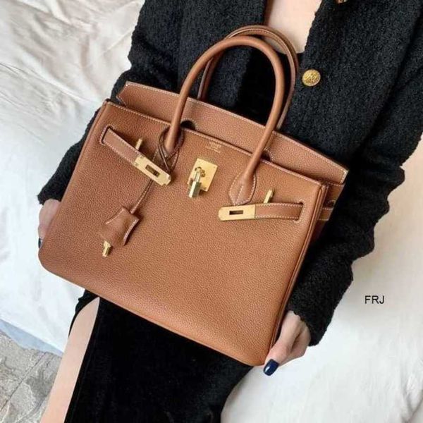 

designer bags birkins handbags h ermess 2023 new h home platinum bag lock togo leather litchi grain cowhide hand sewn wax thread portable wo