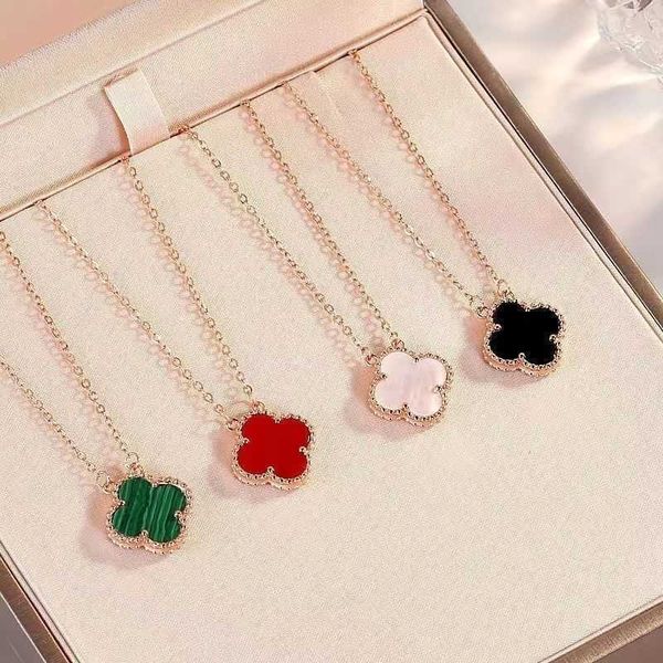 

new four-leaf clover necklace with diamond sterling silver ins female simple advanced collar chain pendant student version girlfriend friend
