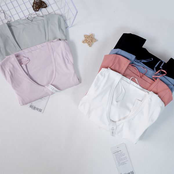 

womens align cropped jumper designer t shirts fashion v necked yoga sports pullover tshirt women summer u back lulus women gym running cloth, White