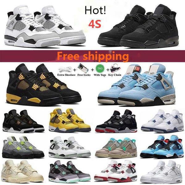 

j4 basketball shoes black cat 4 thunder frozen moments pine green seafoam red cement university military blue lightning men women trainers s