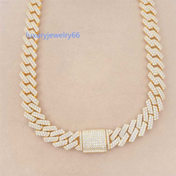 

fine jewelry men necklace 925 sterling silver 15mm vvs moissanite cuban link chain
