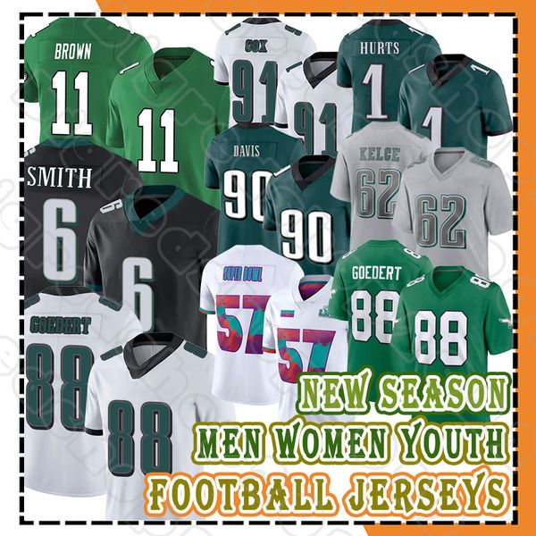 

a.j. brown jalen hurts football jerseys devonta smith brandon graham haason reddick philadelphias eagles jason kelce d'andre swift dari, Black;red