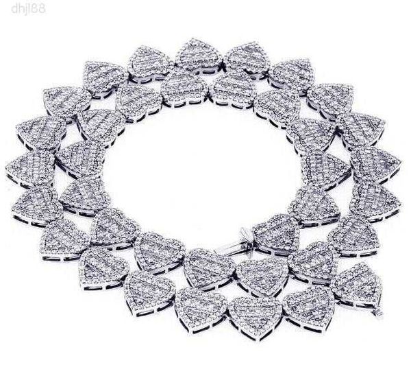 

iced out 925 silver moissanite necklace hip hop jewelry 11mm heart shape moissanite tennis necklace chain