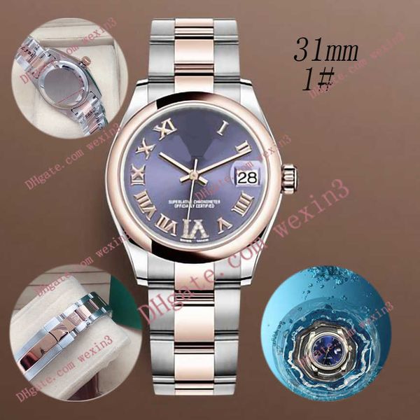 

deluxe flat roman six-point diamond dial circle edge large chain 31mm 2813 gold automatic steel swim waterproof watch, Slivery;brown