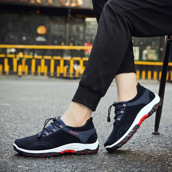 

outdoor sports walking shoe running shoes shoes sneakers dark blue black mens walking shoes, White;red
