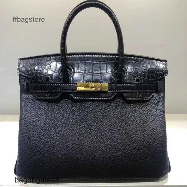 

h ermes 2022 designer crocodile bag bags birkins classic leather patchwork handbag women's fashion handbag femininity goddess messenger