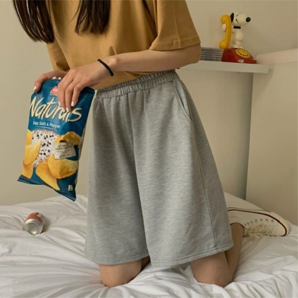

women's shorts summer shorts women elasticity lovely girls korean style sweet students harajuku simple pure gray oversize trousers fema, White;black