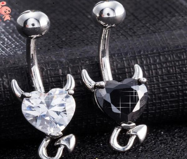 

jewelry stainless steel navel rings heart litter devil bell button rings for women fashion7825726, Silver