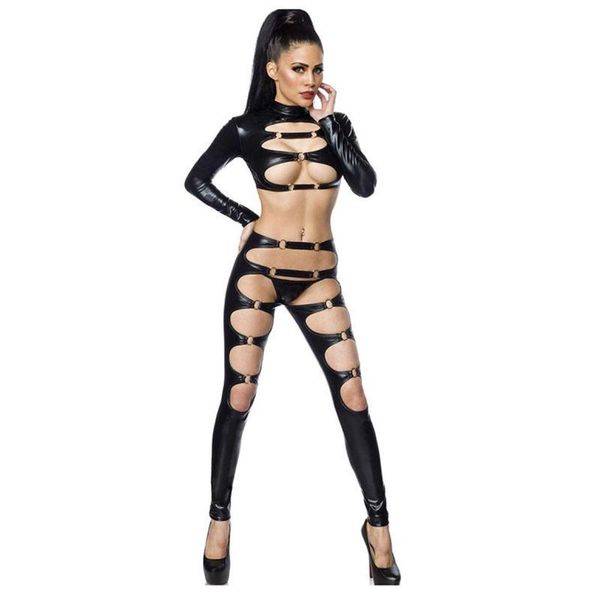 

plus size two piece set outfit women long sleeve hollow out slim leggings comfort stripper nightclub pole dancing wear wo9845093, White
