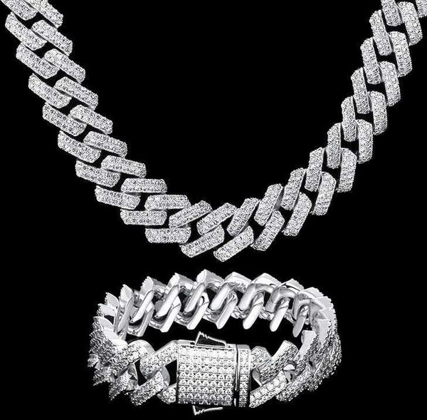 

kibo 925 silver bracelet necklace set iced out vvs moissanite sparkling chain necklace jewelry set for woman