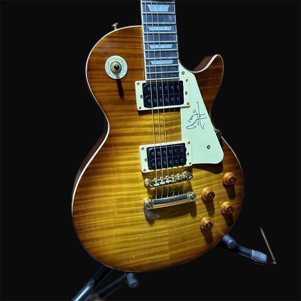 

lp electric guitar tiger maple gold hardware rose wood fingerboard guitar