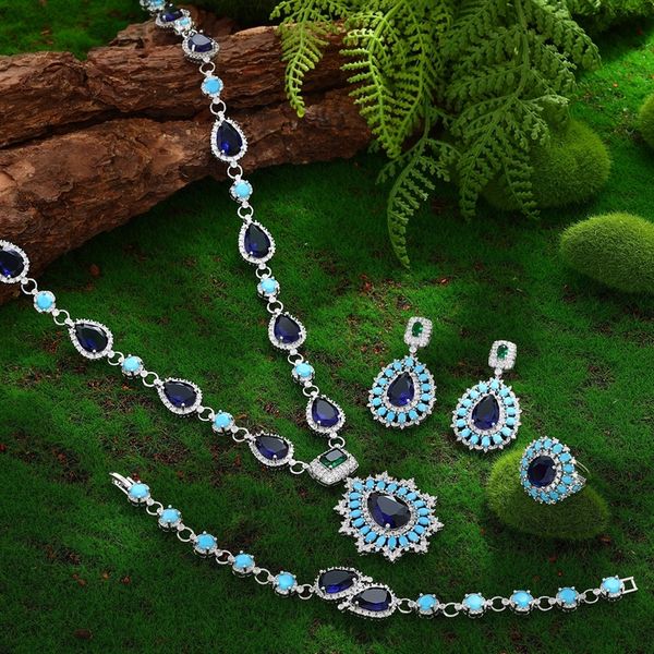 

wedding jewelry sets 2023 4piece sweater chain bridal set fashion dubai women's party accessories design 230803, Slivery;golden