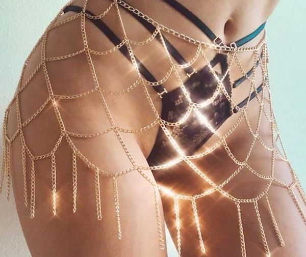 

skirts gold shiny metal chain tassel skirt hollow out adjustable waist body ladies summer beach party fashion 20224451512, Black