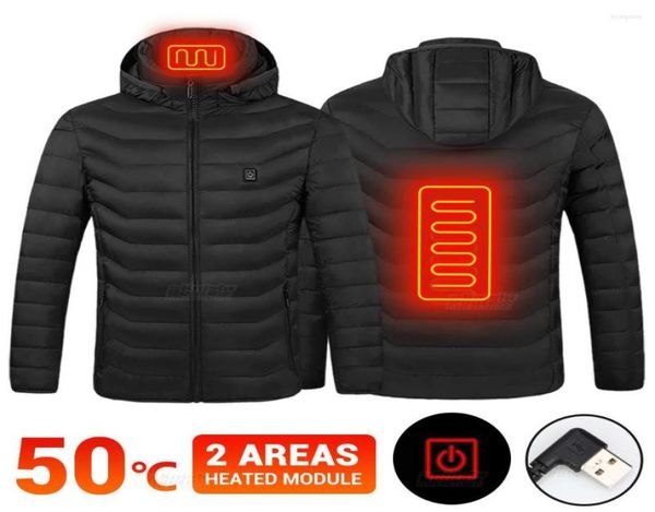 

men039s down men winter warm heated jackets outerwear ski jacket hunting clothing hiking coat usb electric vest motorcycle 4xl8449796, Black
