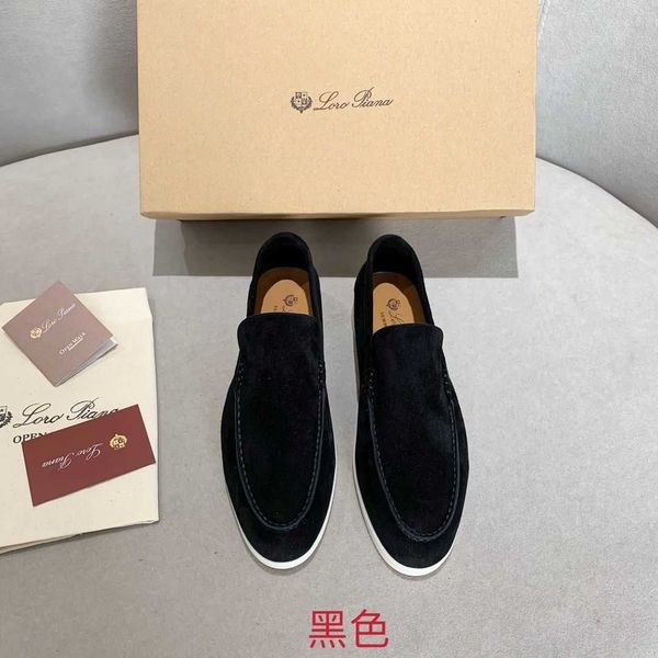 

loro piana loropiana men's suede niujing one-step casual shoes high elastic wear-resistant niujing sole, Black