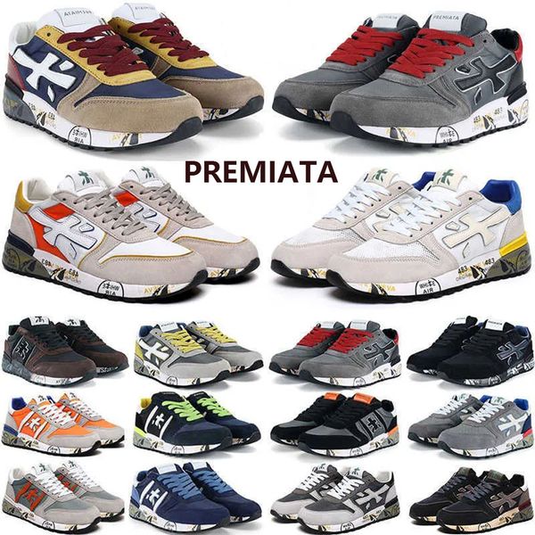 

2023 premiata men running shoes cedar mick sneaker steven genuine leather cowskin mick lander black grey blue brown blue men women trainers