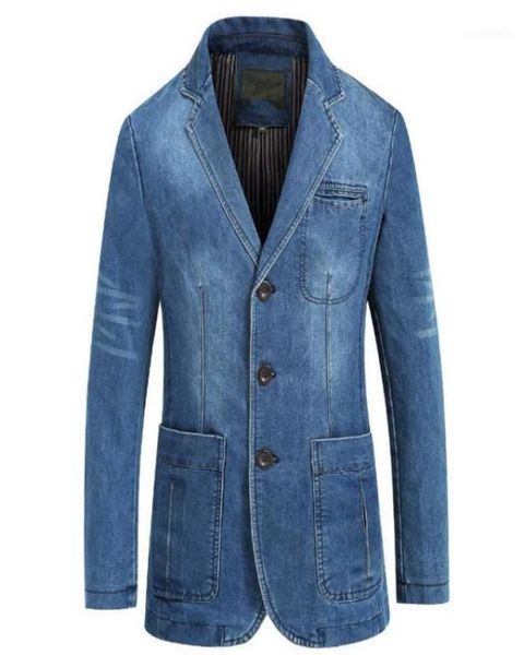 

mens spring autumn winter denim blazer jacket business casual cotton jacket suit slim solid color large size male coat113379394, Black;brown
