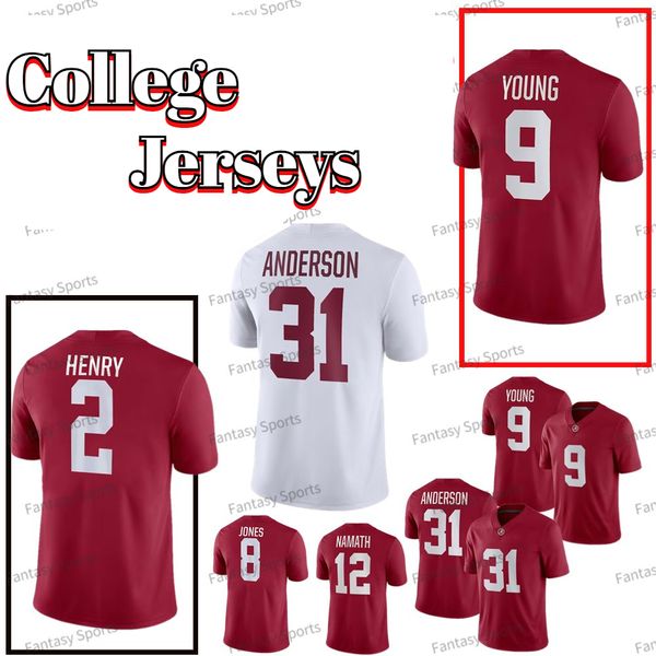 

9 young jalen hurts 2 henry jersey anderson football 4 robinson jr. mckinstry john metchie iii red white alabama crimson college men jerseys, Black;red