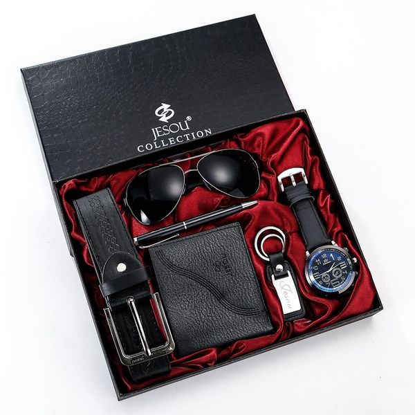 

luxury 2023 fashion men's gift set beautifully packaged watch wallet sunglasses set creative combination set, Slivery;black