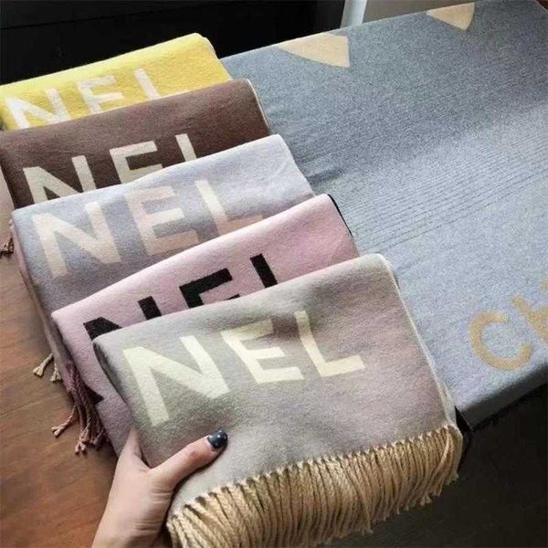

designer cashmere warm scarf classic design cashmere warm scarf men's and women's winter large monogrammed shawl 211230, Blue;gray