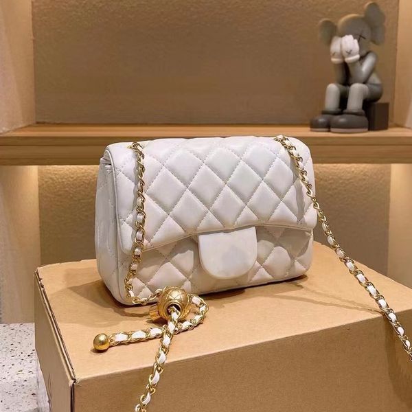 

designer crossbody bag diamond lattice soft shoulder bag gold ball woc chain flap leather cowhide hasp belts handle bags