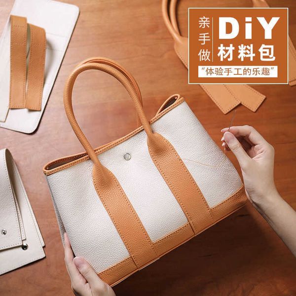 

wholesale original party garden home tote bags online shop stupid little fish diy colored material bag woven h canvas real cowhide handheld