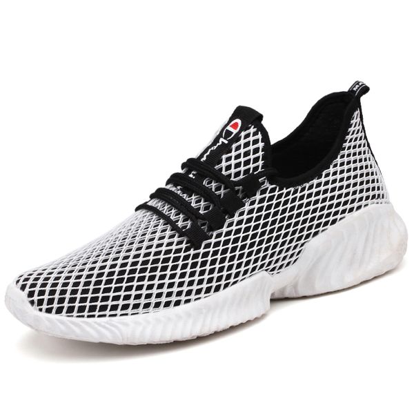 

running shoes mens fashion sneakers outdoor jogging mesh trainers shoe, White;red