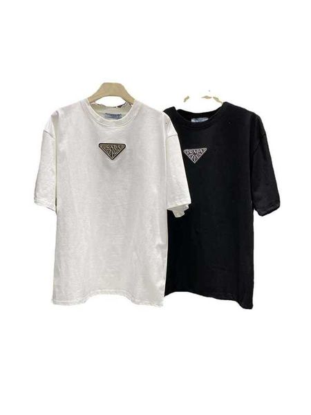 

women's t-shirt designer p family 23 early spring new fashion classic triangle diamond casual loose versatile short sleeve t-shirt dkzb, White