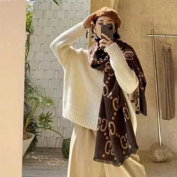 

classic designer new fashion imitation cashmere double letter scarf recommended clothing accessories warm shawl, Blue;gray