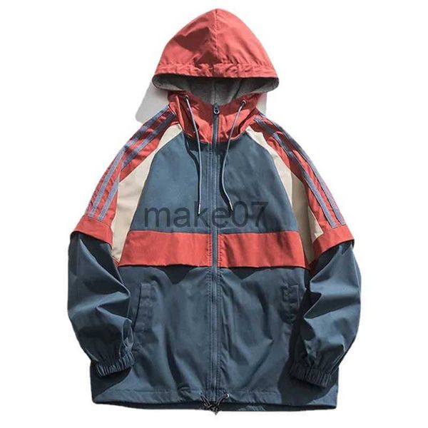 

mens hoodies sweatshirts men high street causal jacket hip hop colorblock patchwork hoodie loosed harajuku style zipper coat winter streetwe, Black