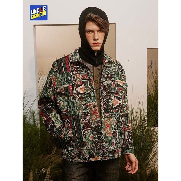 

men's jackets bohemian national style lapel jacket loose couple embroidered hip hop streetwear coats men 230803, Black;brown
