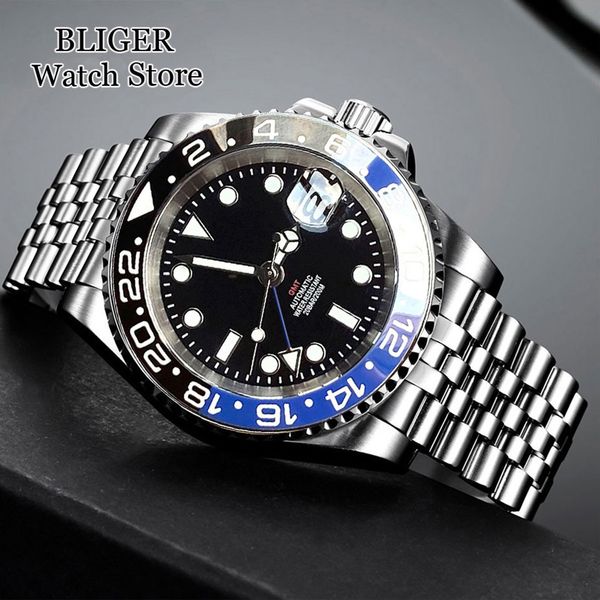 

wristwatches luxury dive nh34a 20atm waterproof 40mm black dial gmt function nh34 automatic watch for men jubilee bracelet ceramics bezel 23, Slivery;brown
