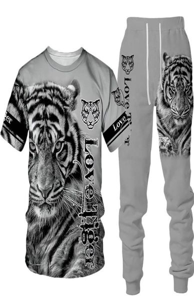 

men039s tracksuits animal 3d tiger printed pants matching sets men tshirts sportwear tracksuit spring and summer clothing6809644, Gray