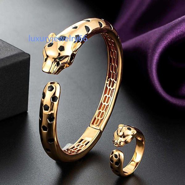 

wedding jewelry sets zlxgirl statement punk black spots leopard bangle with ring set fashion animal panther bracelet for women party gifts 2, Slivery;golden