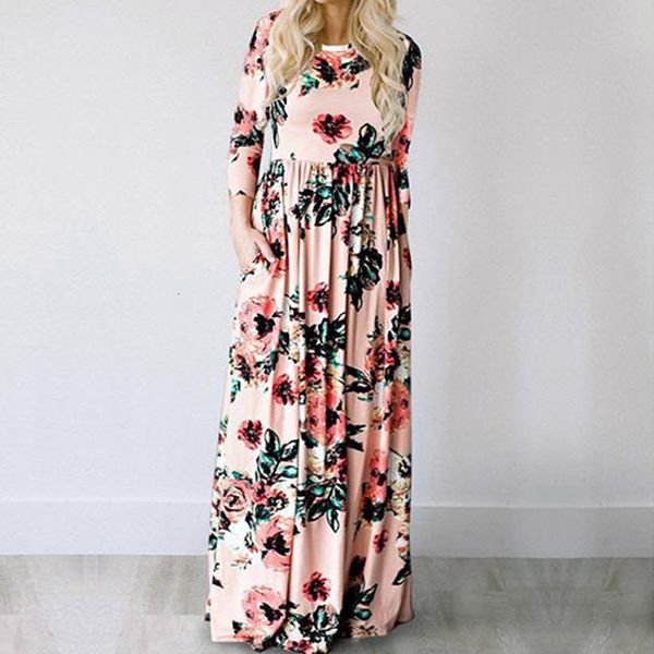 

basic casual dresses summer maxi dress women pink floral print boho beach dress ladies evening party long dress sundress vestidos de festa 3, Black;gray