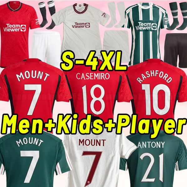 

3xl 4xl 23 24 sancho soccer jerseys b.fernandes rashford football shirt 2023 2024 men kids mans utds martinez casemiro antony manchesters ga, Black;yellow