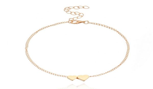 

lovely womens ankle bracelets big small heart anklet bracelet barefoot sandals for girlsladies gold silver6313761, Red;blue