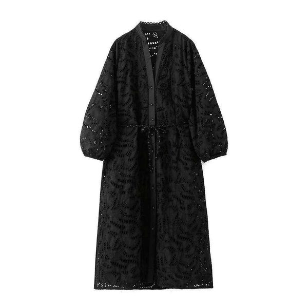 

summer style womens long sleeved black embroidered dress, Black;gray