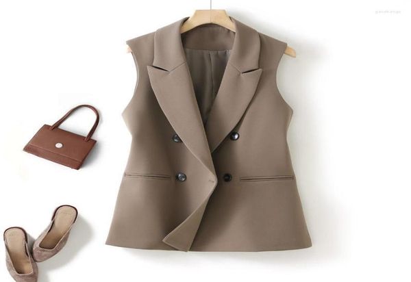 

women039s vests women039s korean brown suit vest spring autumn midlength 2022 loose sleeveless waistcoat female blazer jack3568698, Black;white