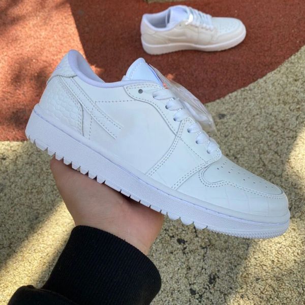 

new shop arrive girls boys basketball shoes jumpman 1 1s low g golf shoes 2023 white-white pure platinum athletics sports sneakers trjzth, Black