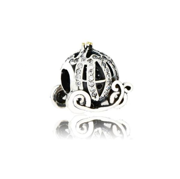 

diy fit bracelet authentic 925 sterling silver pumpkin carriage charm bead with clear cz for jewelry making85833283975796, Black