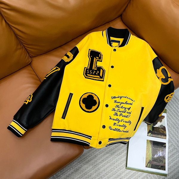 

2023 mens designer leather baseball jacket fashion varsity bomber jackets sports windbreaker casual zipper coats man outerwear coat size m-3, Black;brown