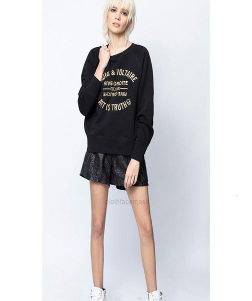 

early autumn 2020 new french minority women's classic letter embroidered embroidery cotton loose sweaterxhj69h8568533, Black