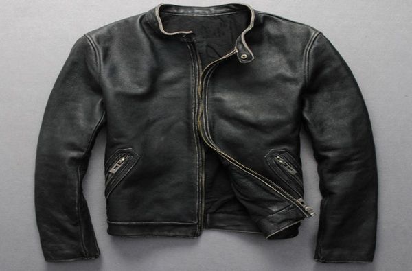 

vintage genuine leather jacket men black cowskin short simple motorcycle jacket men039s thin leather coat chaqueta cuero hombre9025085