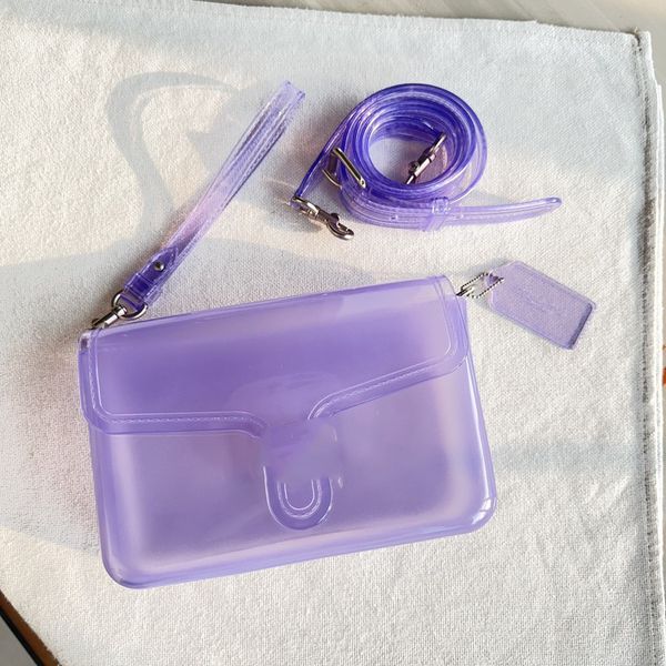 

luxury womenjelly tabby bags pvc transparent shoulder bag handbag candy designer handbag flap crossbody letters cross body clutch