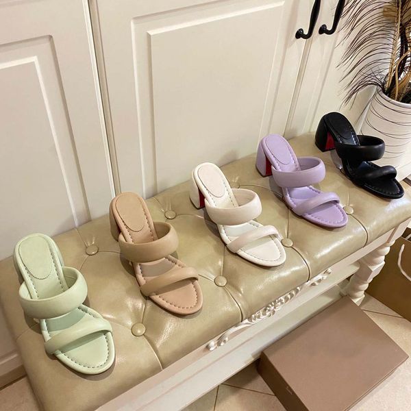 

designer sliders platform heel summer sandal women slippers 5.5cm heel height five colors comfortable leather designers heel men womens sand, Black