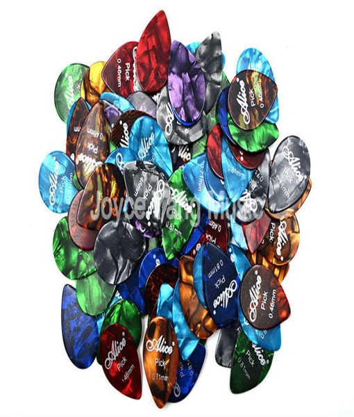 

lots of 100pcs alice small tear drop pearl celluloid guitar picks plectrums 046071081mm thin medium6351487