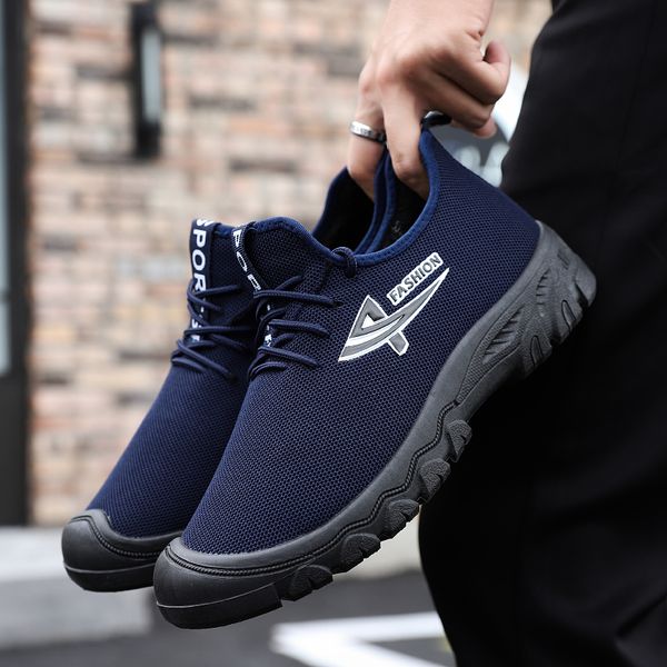 

new fashion men designer casual shoes triple black dark blue flat trainers factory wholesale retail outdoor platform breathable sports sneak